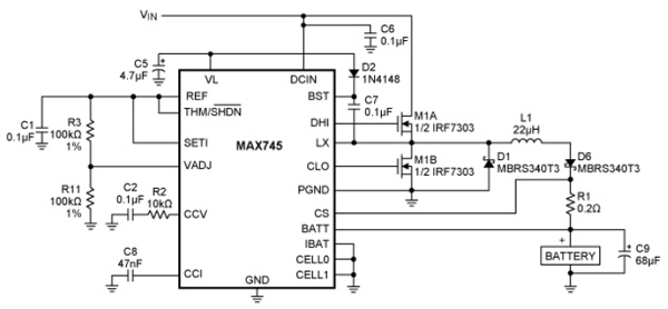 Maxim MAX745 switch-mode charge MAX745 di Maxim